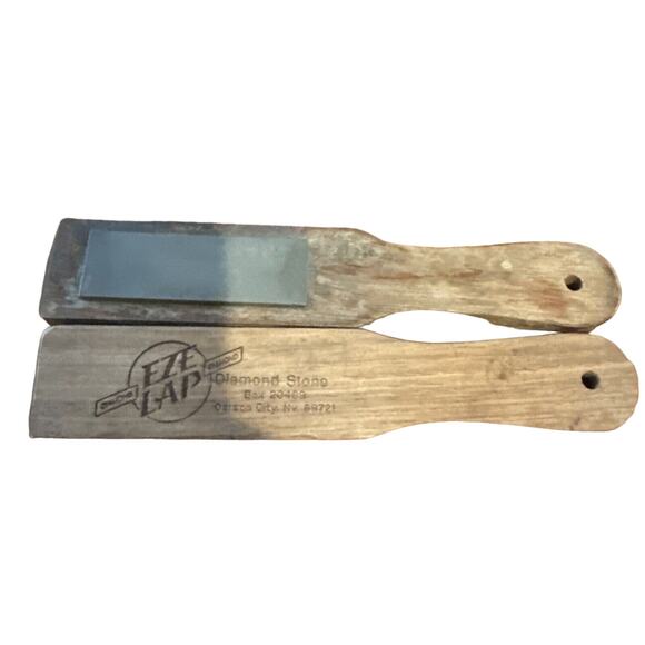 Eze Lap Sharpening Stone Diamond Stone Wood Base Lot Carson City & Westminster! - Picture 1 of 9